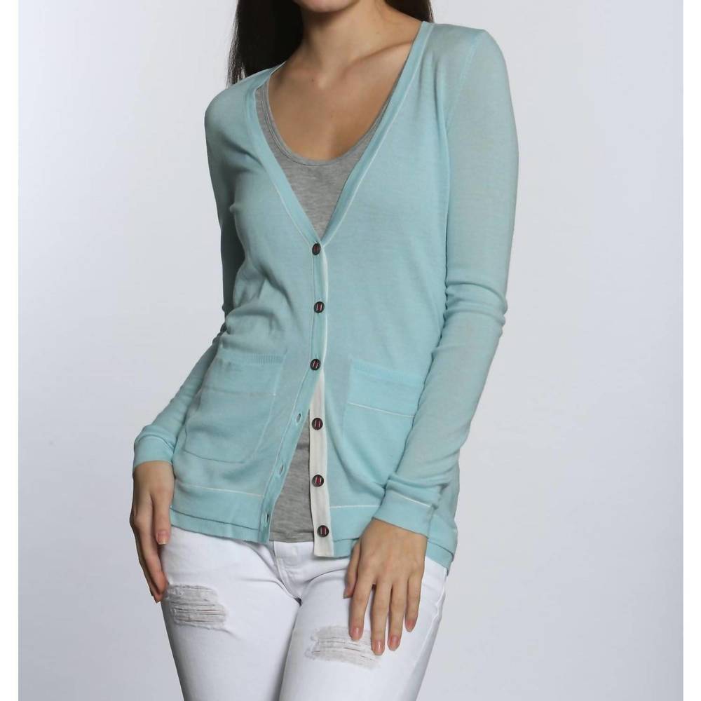 NEW LABEL+THREAD women's double rib cardigan in mint